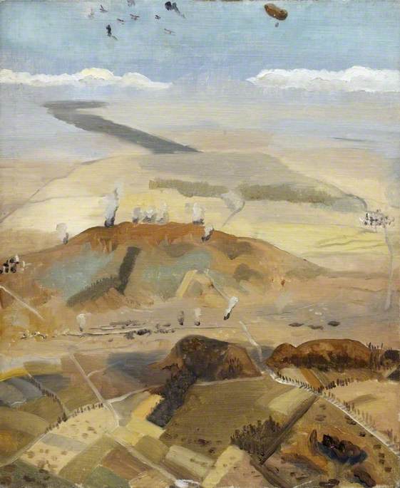 Wikioo.org - The Encyclopedia of Fine Arts - Painting, Artwork by Richard Carline - Kemmel Hill Seen from an Aeroplane