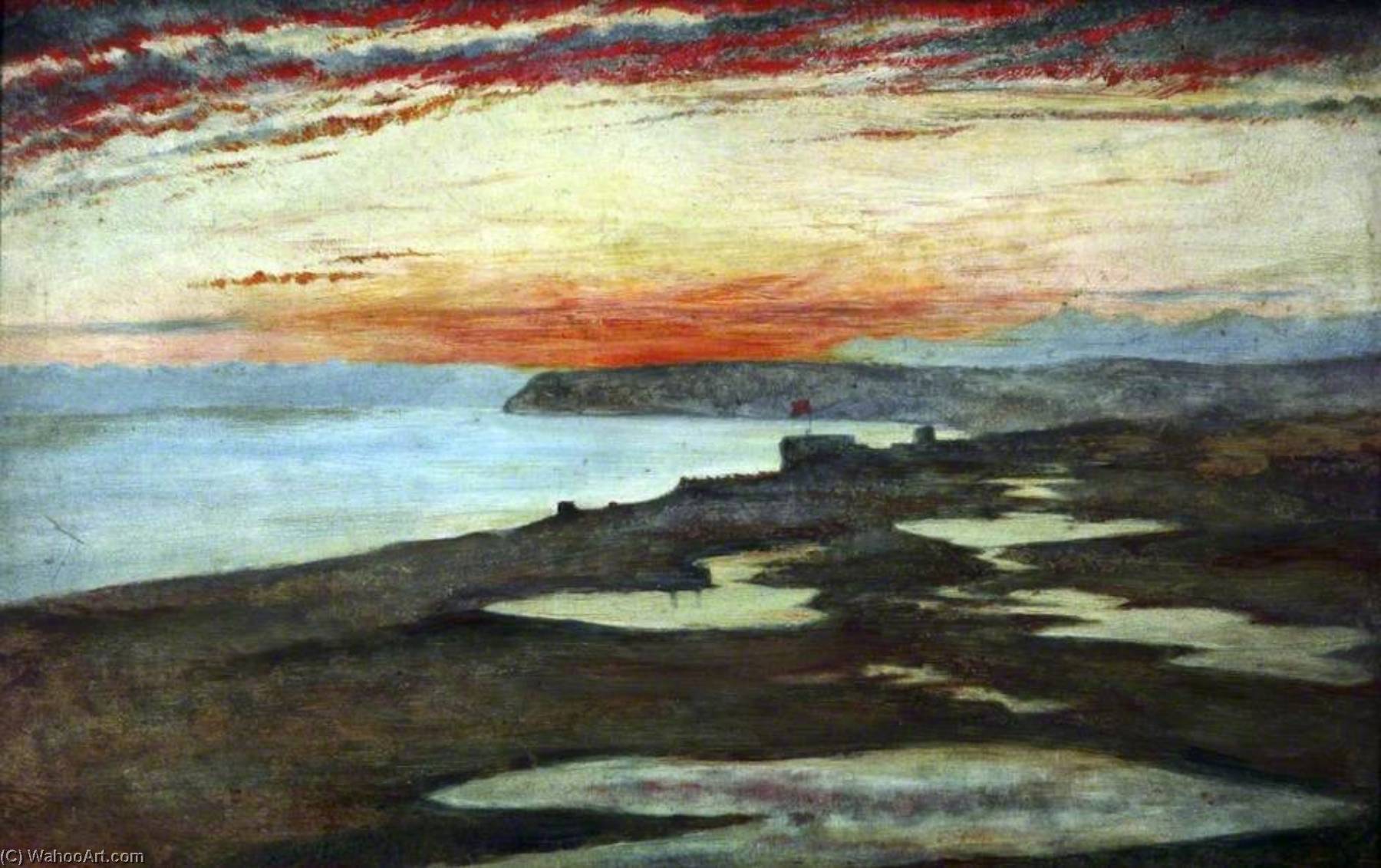 Wikioo.org - The Encyclopedia of Fine Arts - Painting, Artwork by Henry Wallis - A Coast Study, Sunset, Seaford