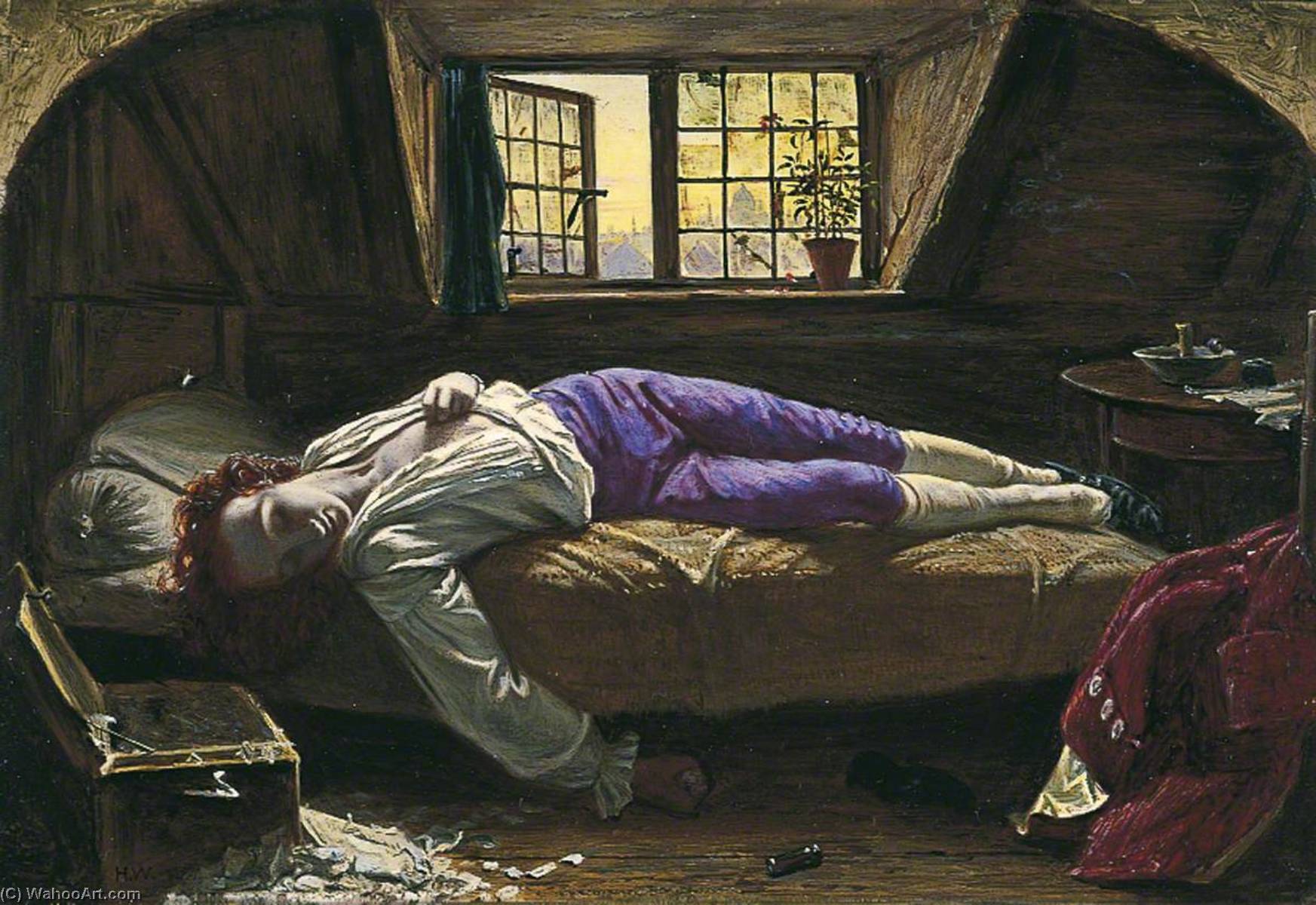 Wikioo.org - The Encyclopedia of Fine Arts - Painting, Artwork by Henry Wallis - The Death of Chatterton