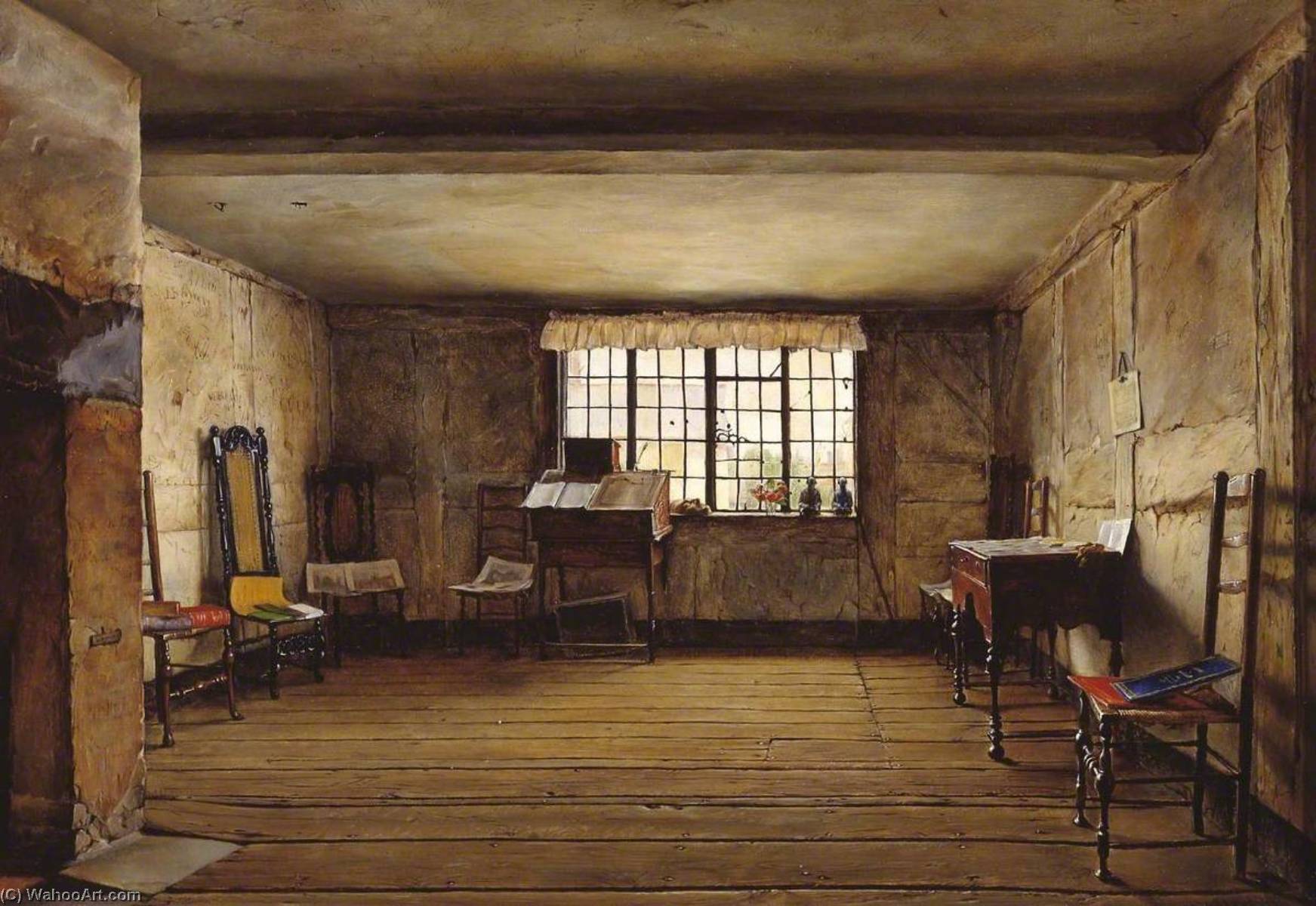 Wikioo.org - The Encyclopedia of Fine Arts - Painting, Artwork by Henry Wallis - The Room in Which Shakespeare Was Born