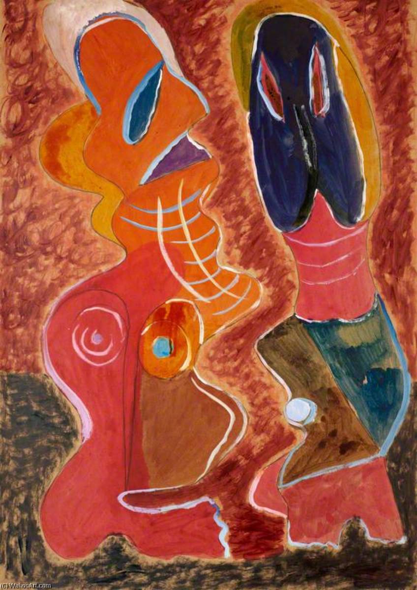 Wikioo.org - Encyklopedia Sztuk Pięknych - Malarstwo, Grafika Eileen Agar - An Abstract Composition with Two Anthropomorphic Figures