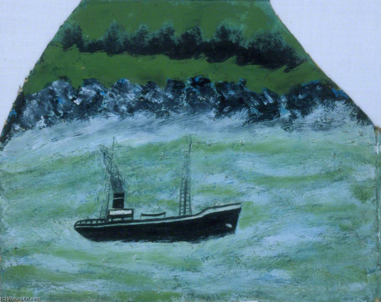 Wikioo.org - The Encyclopedia of Fine Arts - Painting, Artwork by Alfred Wallis - Boat on the Sea
