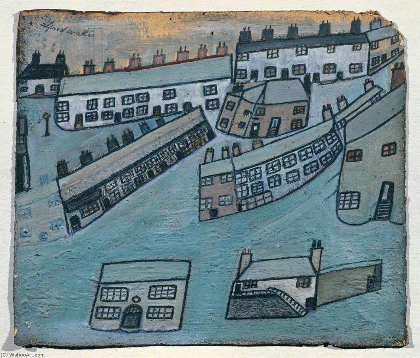 Wikioo.org - The Encyclopedia of Fine Arts - Painting, Artwork by Alfred Wallis - Houses at St Ives, Cornwall