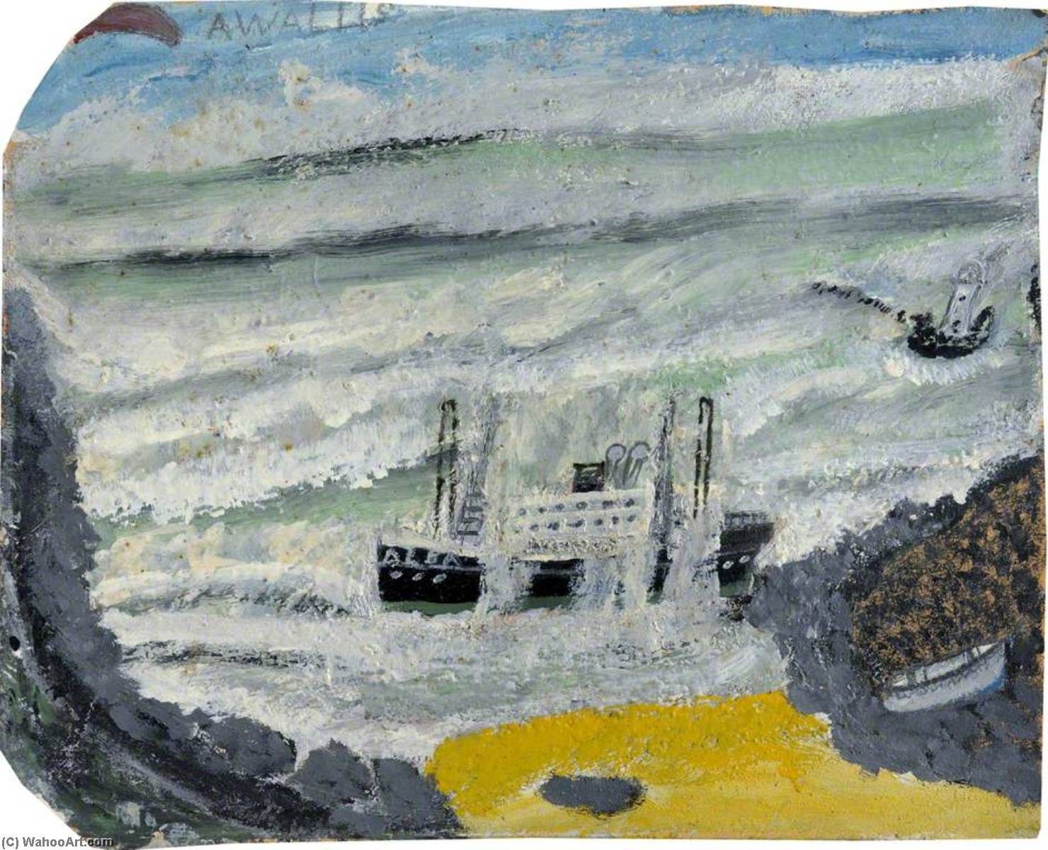 Wikioo.org - The Encyclopedia of Fine Arts - Painting, Artwork by Alfred Wallis - Shipwreck 2, the Wreck of the 'Alba'