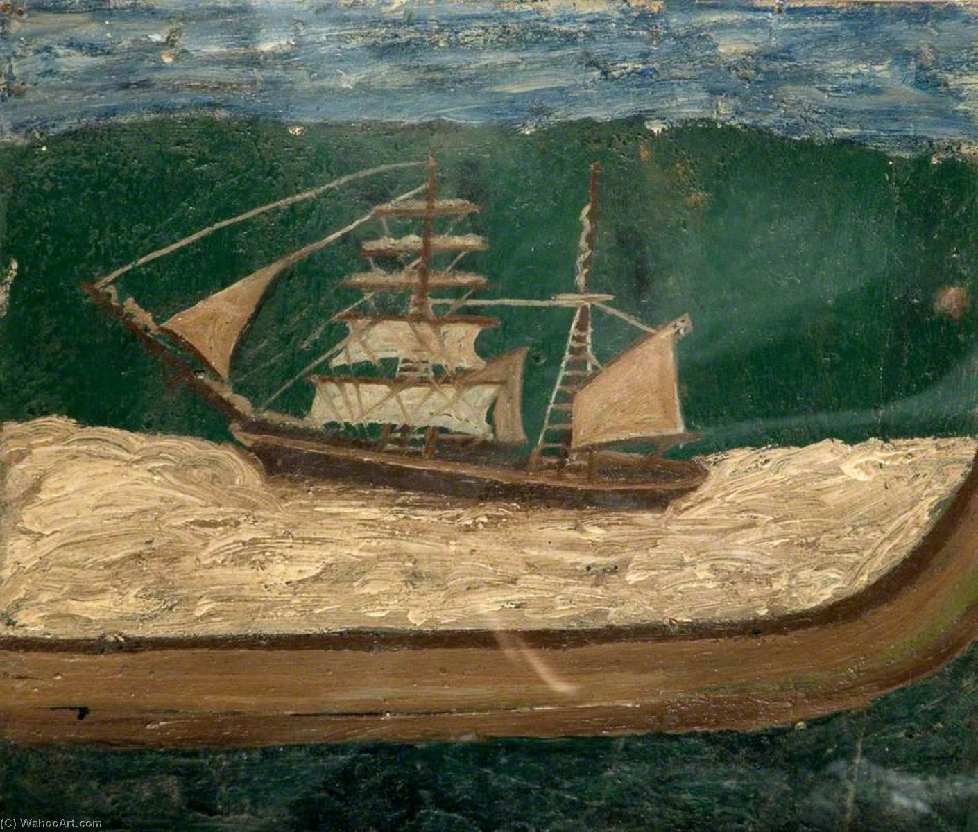 Wikioo.org - The Encyclopedia of Fine Arts - Painting, Artwork by Alfred Wallis - A Brig, Close to Shore