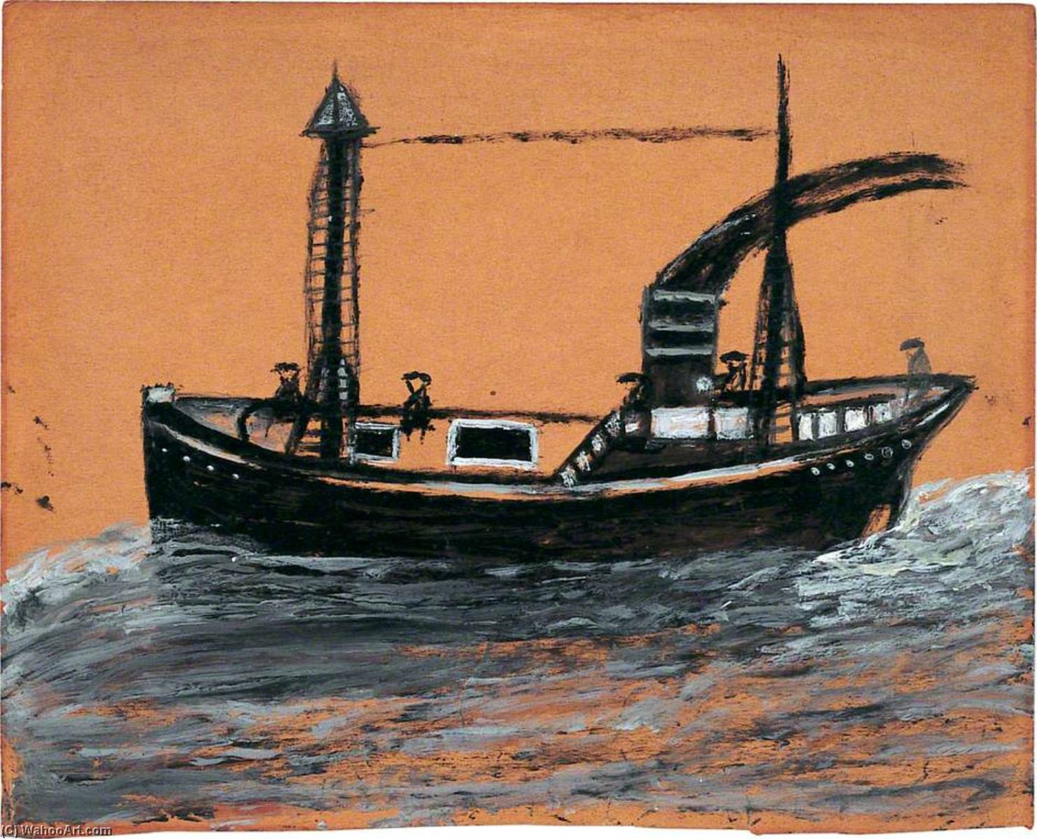 Wikioo.org - The Encyclopedia of Fine Arts - Painting, Artwork by Alfred Wallis - Black Steamship