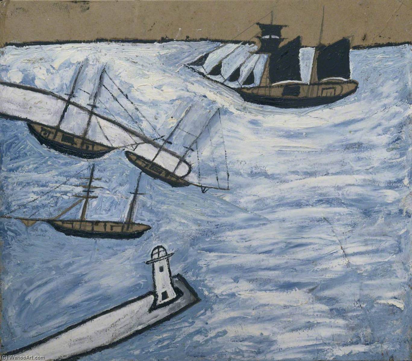 Wikioo.org - The Encyclopedia of Fine Arts - Painting, Artwork by Alfred Wallis - St Ives Harbour, Cornwall