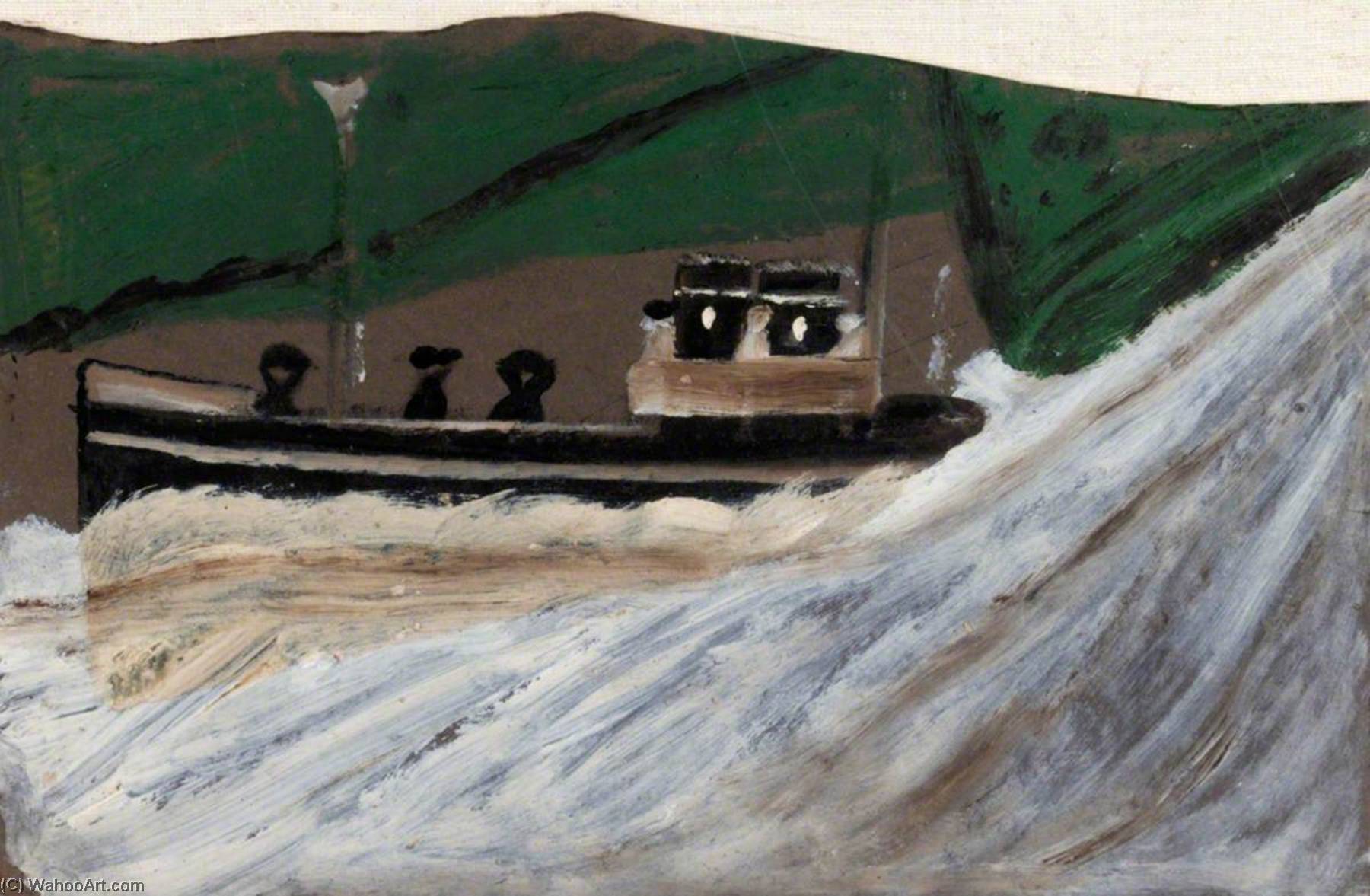 Wikioo.org - The Encyclopedia of Fine Arts - Painting, Artwork by Alfred Wallis - Boat with Figures