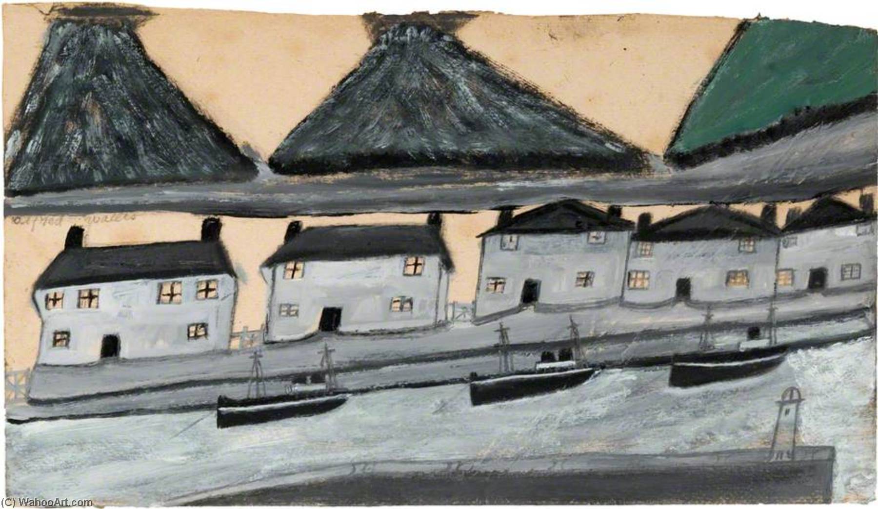 Wikioo.org - The Encyclopedia of Fine Arts - Painting, Artwork by Alfred Wallis - Houses and Kilns