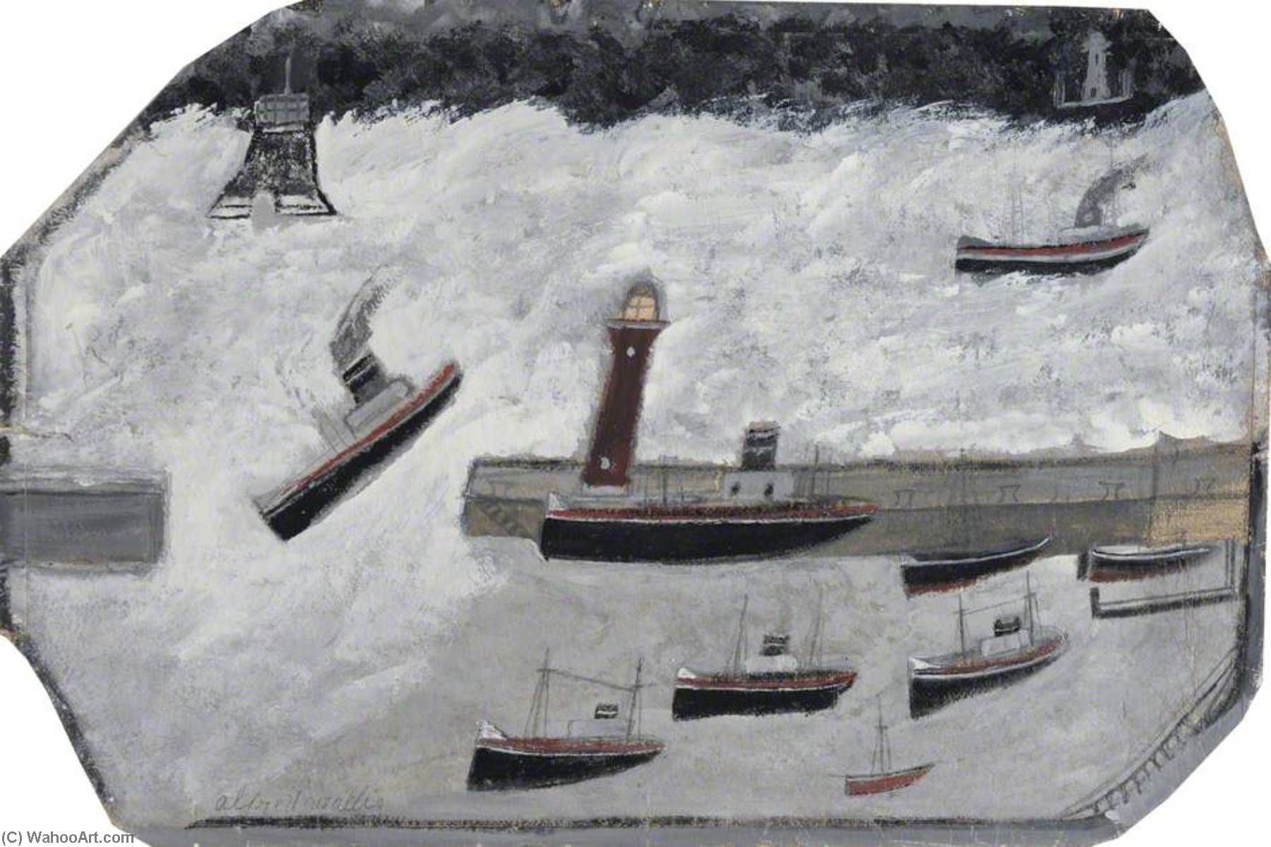 Wikioo.org - The Encyclopedia of Fine Arts - Painting, Artwork by Alfred Wallis - Penzance Harbour