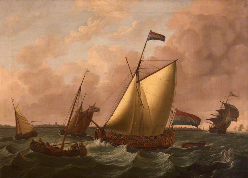 Wikioo.org - The Encyclopedia of Fine Arts - Painting, Artwork by John Cleveley The Elder - Dutch Ships Going before the Wind