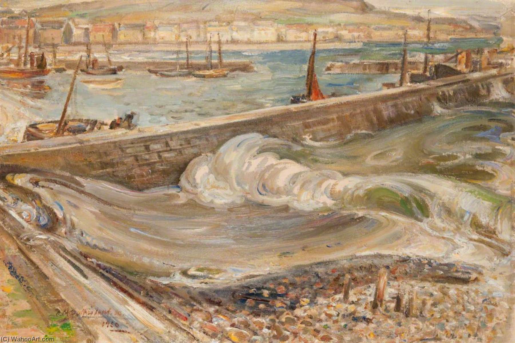 Wikioo.org - The Encyclopedia of Fine Arts - Painting, Artwork by David Macbeth Sutherland - The Breakwater, Stonehaven Harbour, Kincardinshire