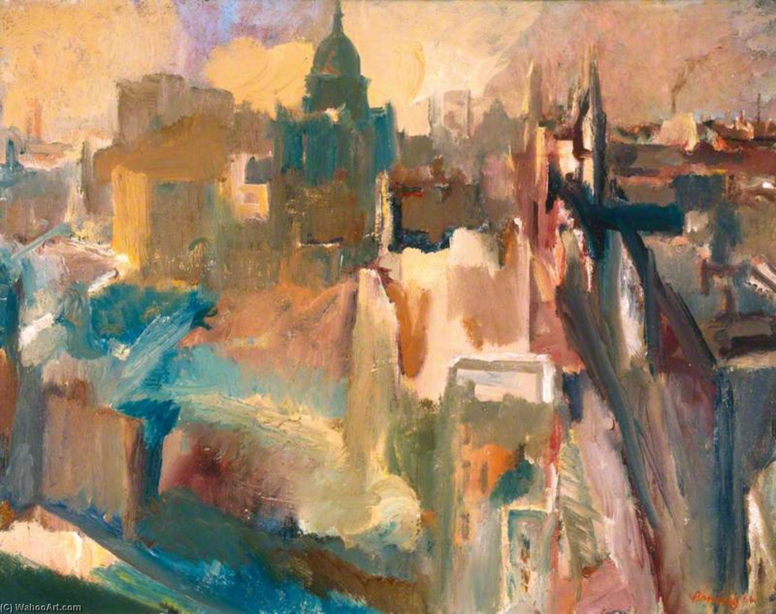 Wikioo.org - The Encyclopedia of Fine Arts - Painting, Artwork by David Garshen Bomberg - Evening in the City of London