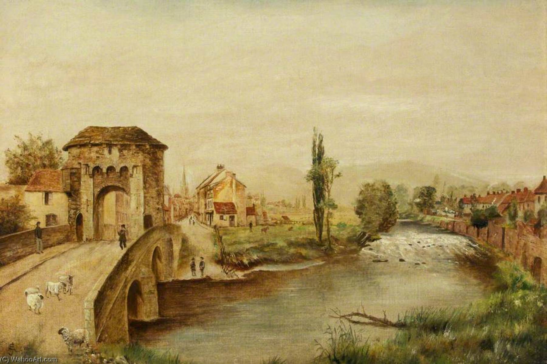 Wikioo.org - The Encyclopedia of Fine Arts - Painting, Artwork by Arthur John Evans - Monnow Bridge, Monmouth
