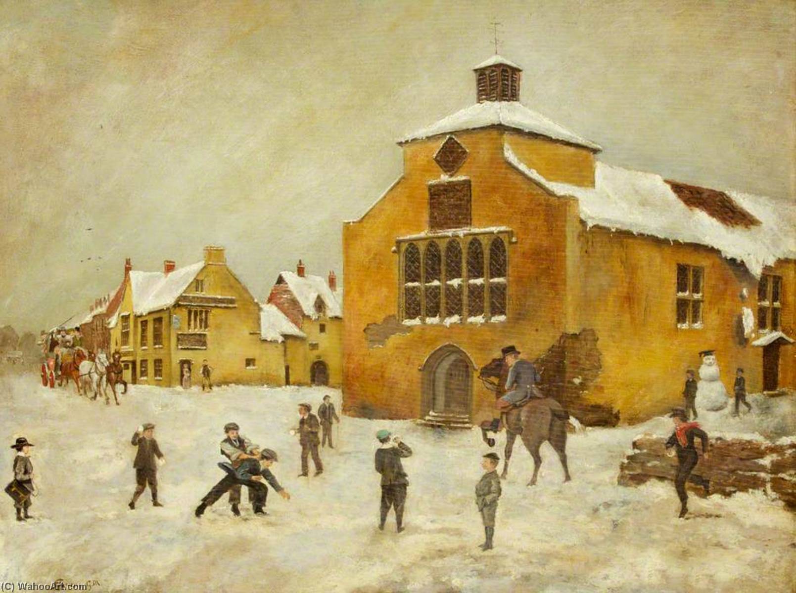 Wikioo.org - The Encyclopedia of Fine Arts - Painting, Artwork by Arthur John Evans - The Old Schoolroom, Snow