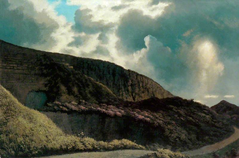 Wikioo.org - The Encyclopedia of Fine Arts - Painting, Artwork by Algernon Cecil Newton - Moor Scene with Rock Face