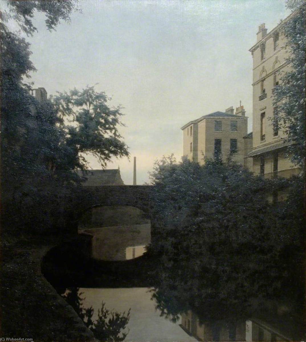 Wikoo.org - موسوعة الفنون الجميلة - اللوحة، العمل الفني Algernon Cecil Newton - The Regent's Canal, Twilight