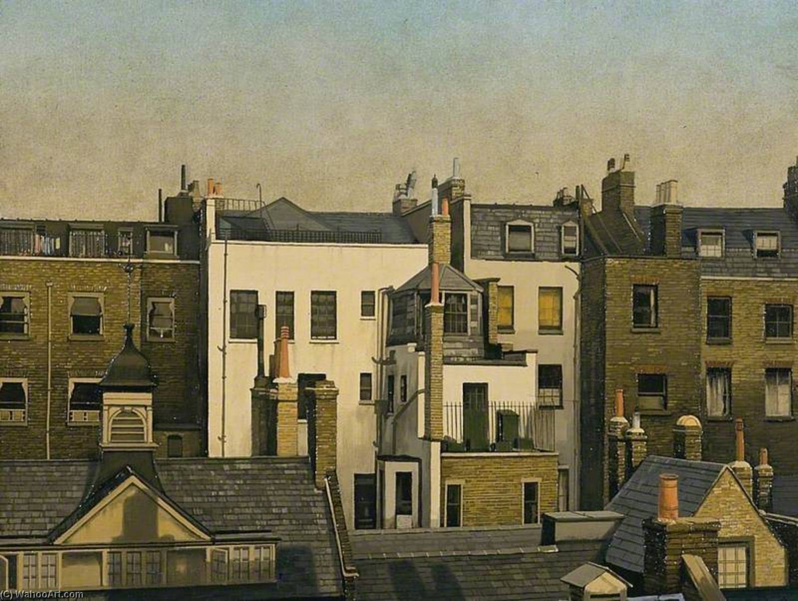 Wikioo.org - The Encyclopedia of Fine Arts - Painting, Artwork by Algernon Cecil Newton - The Backs of Houses, Harley Street, London