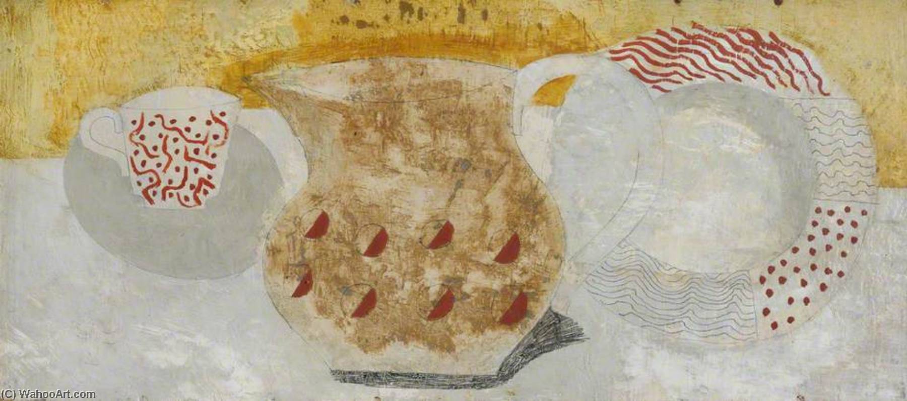 Wikioo.org - The Encyclopedia of Fine Arts - Painting, Artwork by Ben Nicholson - 1930 (plate, cup and jug)