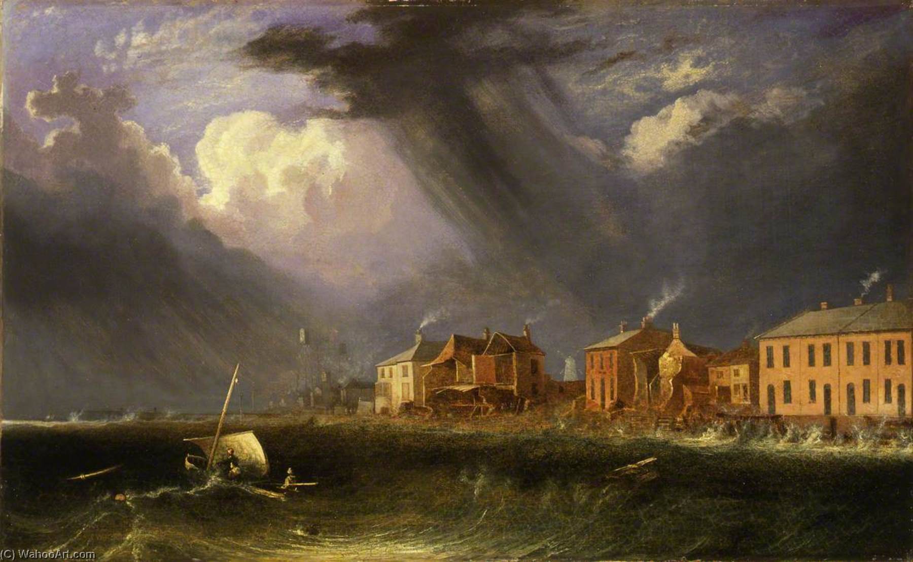 Wikioo.org - The Encyclopedia of Fine Arts - Painting, Artwork by John Berney Crome - Great Gale at Yarmouth on Ash Wednesday