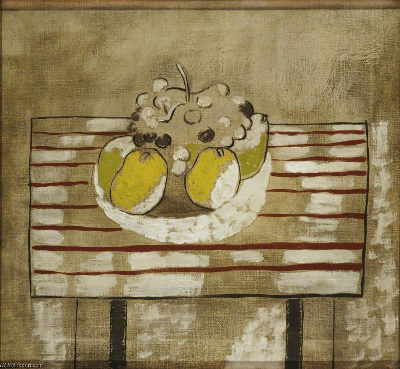 Wikioo.org – La Enciclopedia de las Bellas Artes - Pintura, Obras de arte de Ben Nicholson - 1926 ( naturaleza muerta con frutas – versión 2 )