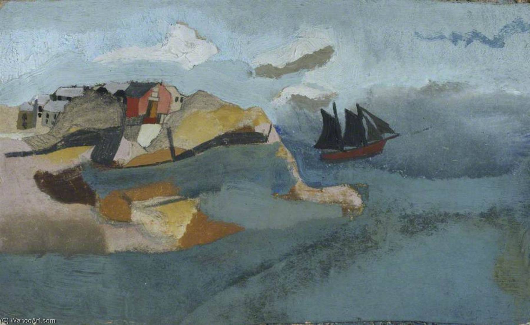 Wikioo.org - The Encyclopedia of Fine Arts - Painting, Artwork by Ben Nicholson - c.1930 (Cornish port)