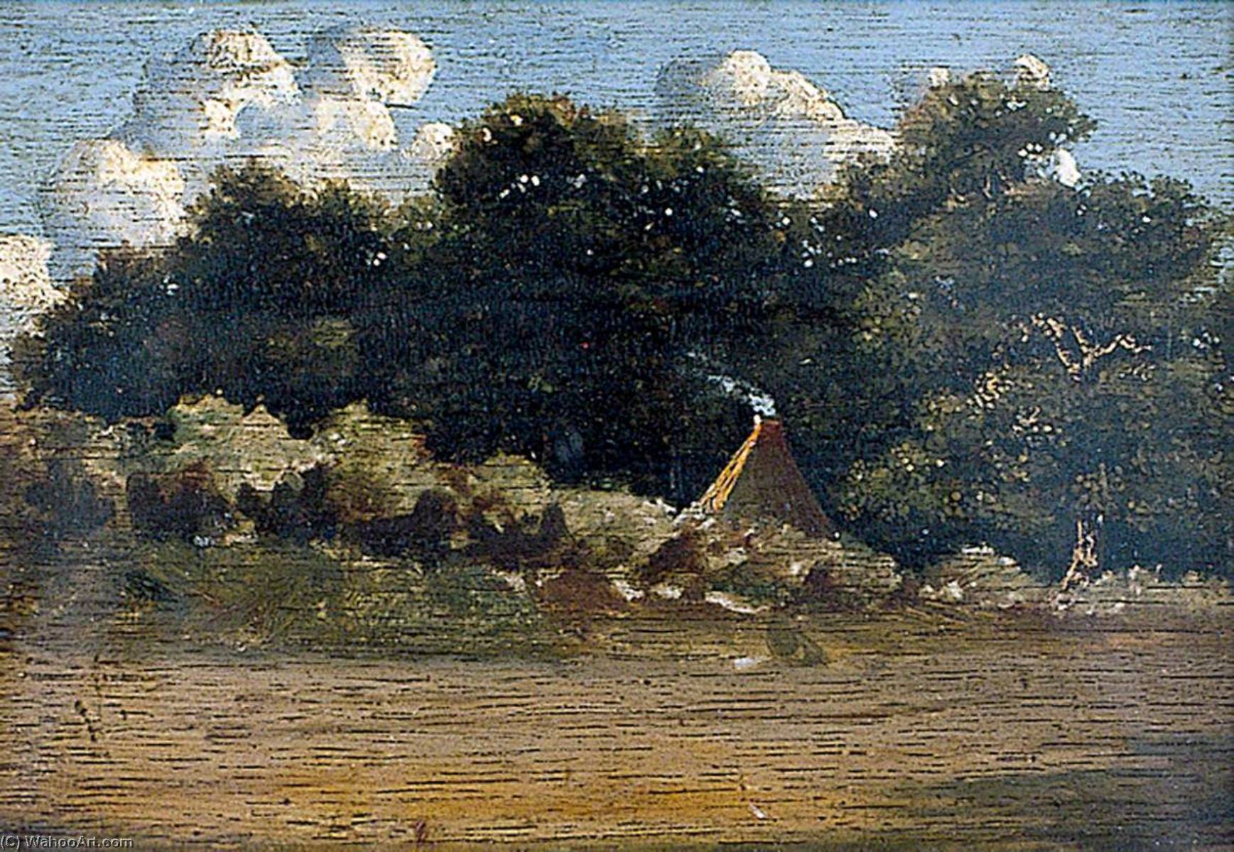 Wikioo.org - The Encyclopedia of Fine Arts - Painting, Artwork by John Berney Crome - Landscape with Trees and a Cottage at Felbrigg, Norfolk