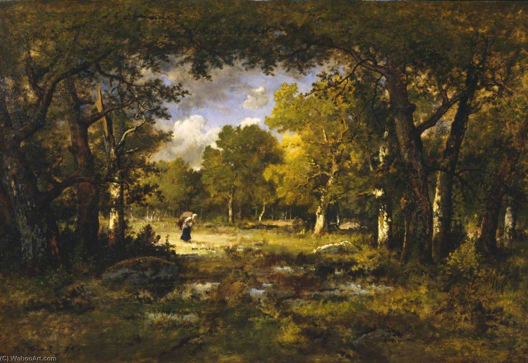 Wikioo.org - The Encyclopedia of Fine Arts - Painting, Artwork by Narcisso Díaz De La Peña - Clearing in a Forest