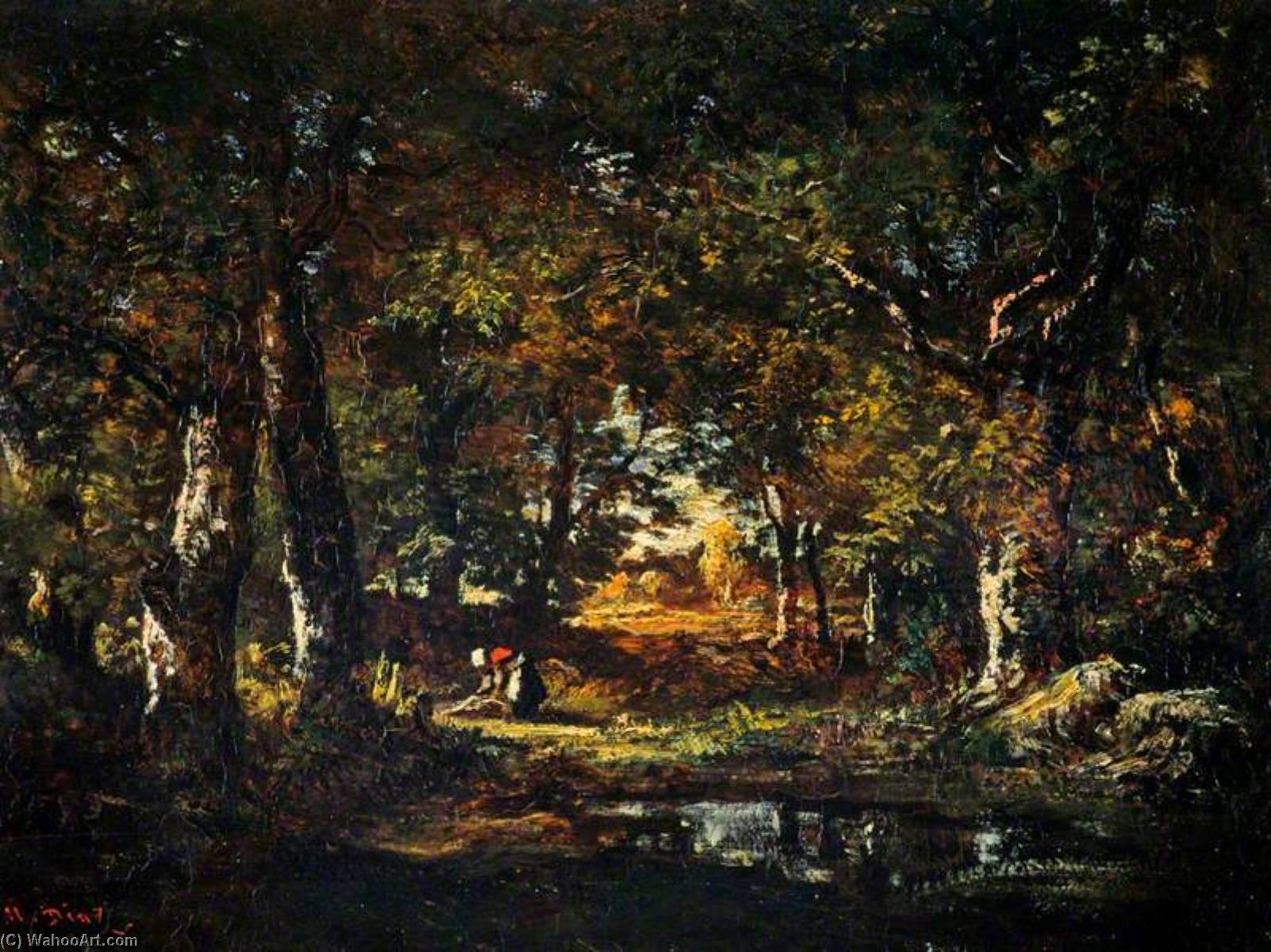 WikiOO.org - Encyclopedia of Fine Arts - Lukisan, Artwork Narcisso Díaz De La Peña - A Pool in the Forest
