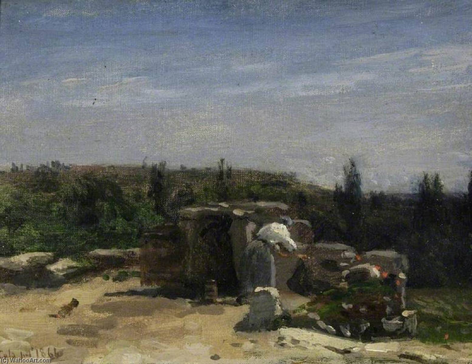Wikioo.org - The Encyclopedia of Fine Arts - Painting, Artwork by Adolphe Félix Cals - The Well in the rue Montlaville, Orrouy (viewed from the east)