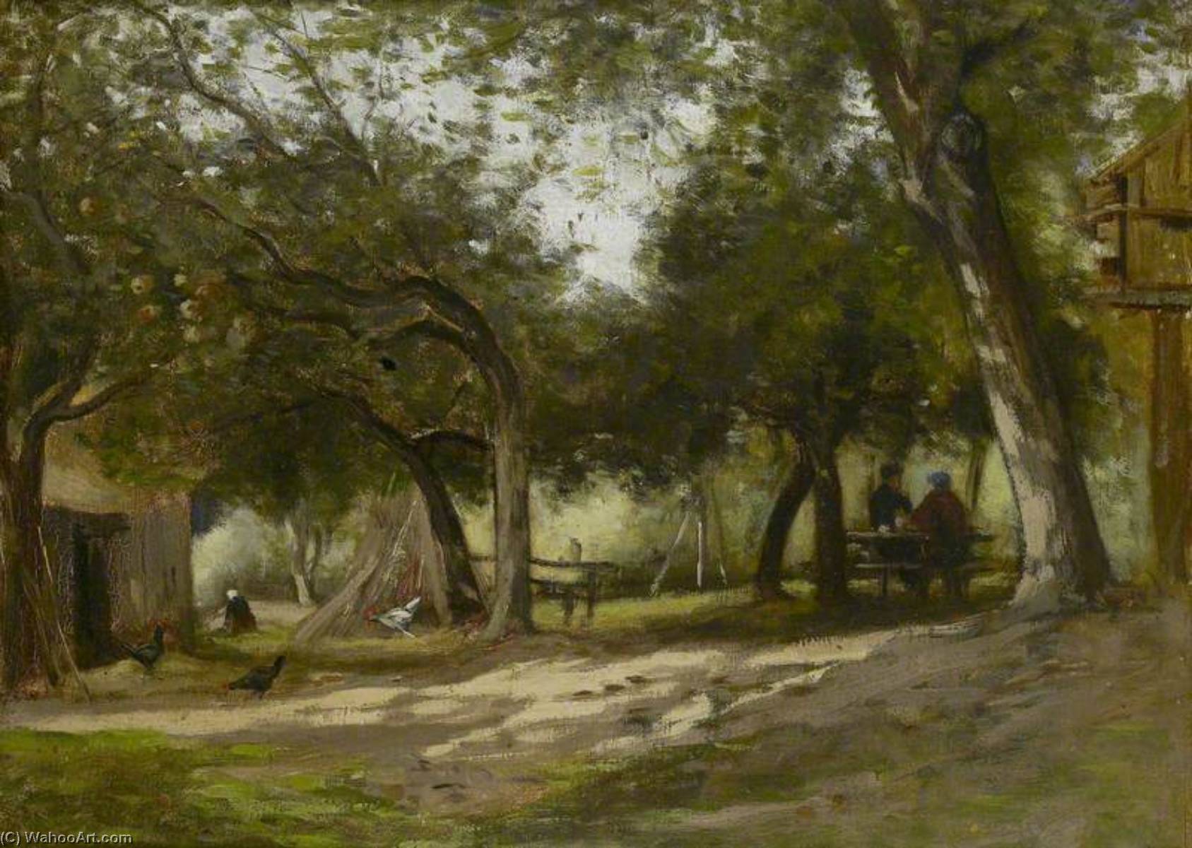 WikiOO.org - Εγκυκλοπαίδεια Καλών Τεχνών - Ζωγραφική, έργα τέχνης Adolphe Félix Cals - Landscape with a Farmyard
