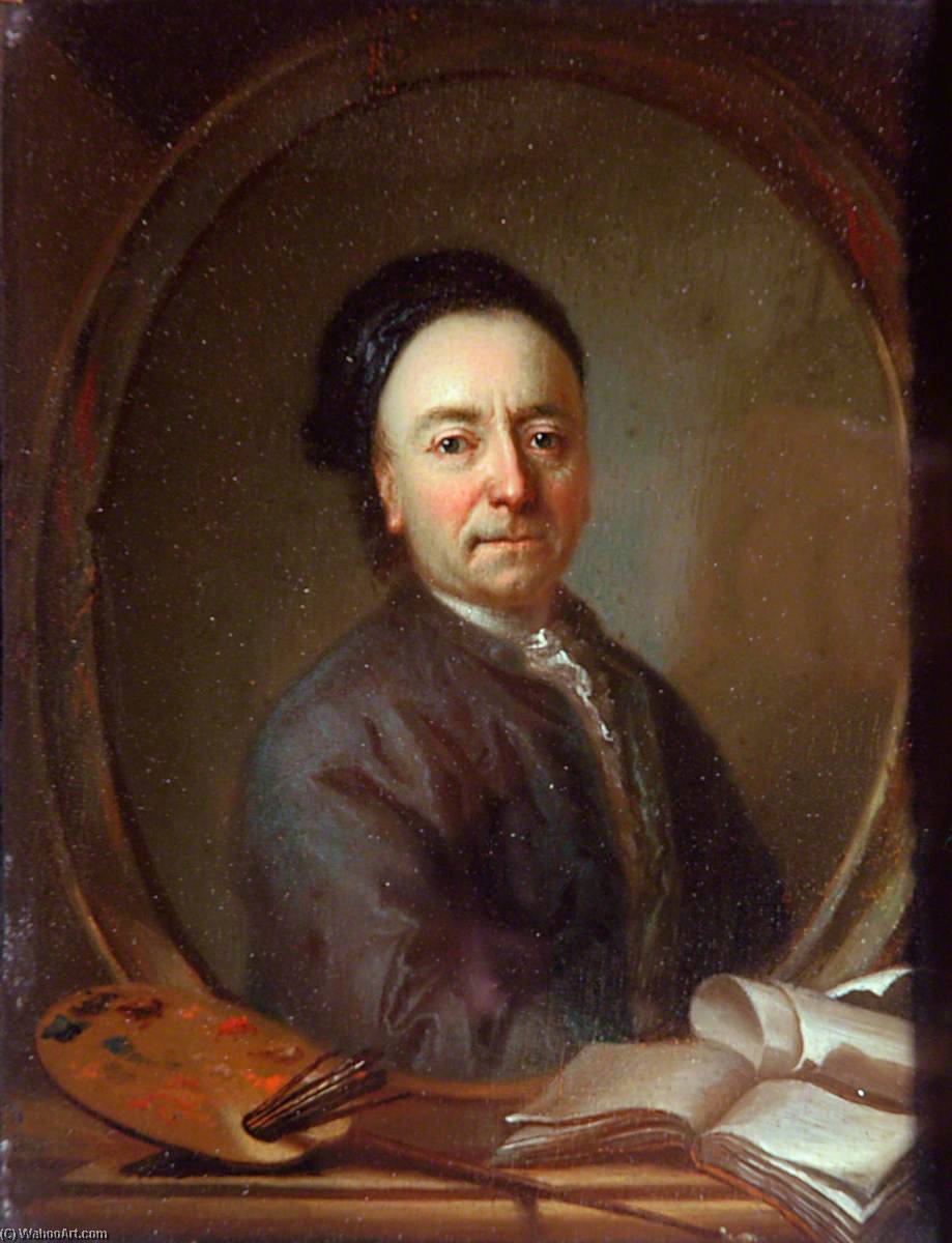 Wikioo.org - The Encyclopedia of Fine Arts - Painting, Artwork by Jonathan Richardson The Elder - Portrait of the Artist with His Palette and Manuscripts