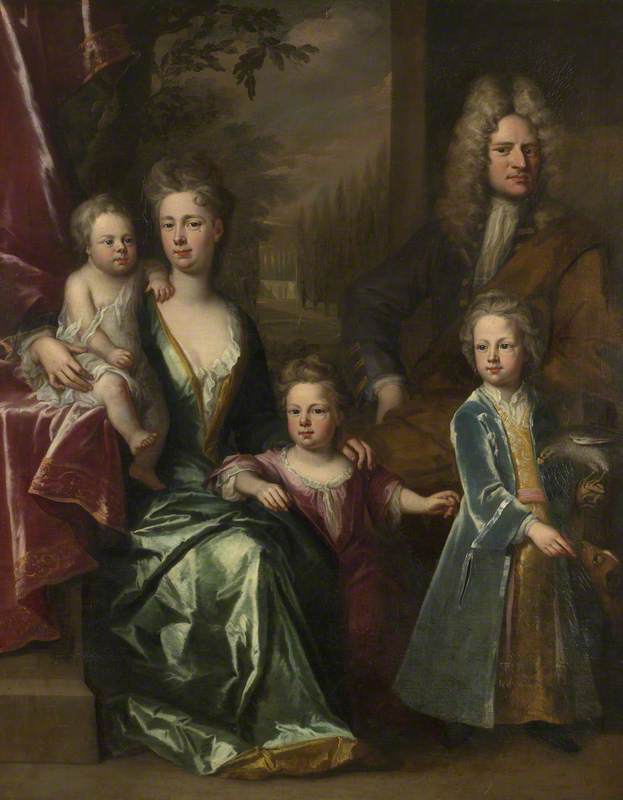 Wikioo.org - The Encyclopedia of Fine Arts - Painting, Artwork by Jonathan Richardson The Elder - The Dryden Family Edward Dryden (d.1717), His Wife, Elizabeth Allen and Their Children, John Dryden (c.1704–1770), Later Sir John Dryden, 7th Bt Bevill Dryden (d.1758) and Mary Dryden, Later Mrs Allen Puleston