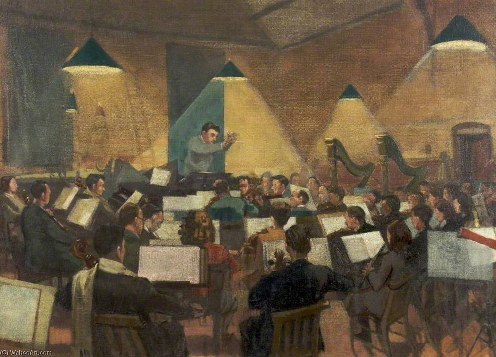 WikiOO.org - Encyclopedia of Fine Arts - Festés, Grafika Harry Rutherford - Sir John Barbirolli Conducting the Hallé Orchestra