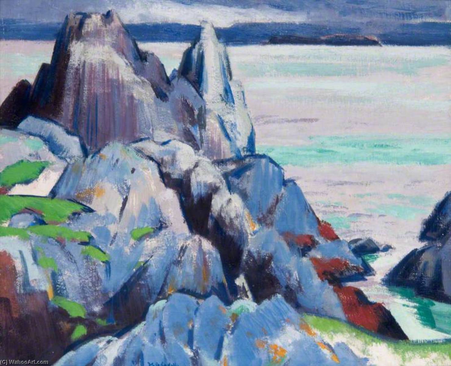 Wikioo.org - The Encyclopedia of Fine Arts - Painting, Artwork by Francis Campbell Boileau Cadell - The Cathedral Rock, Iona