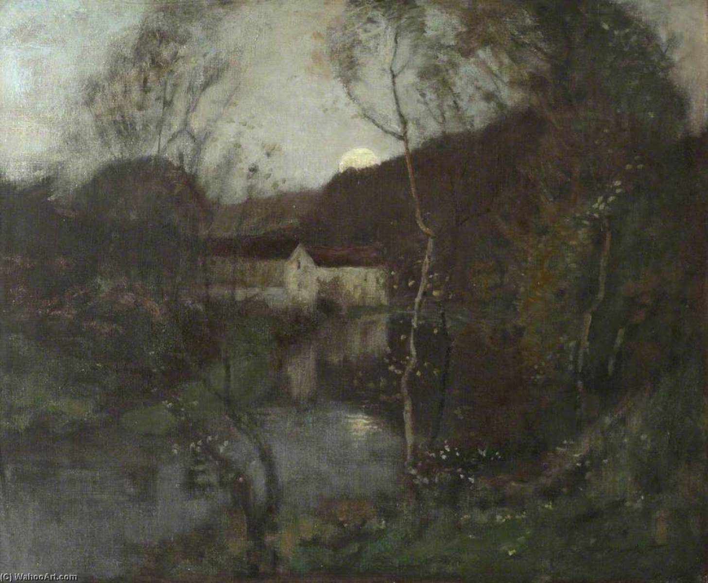 Wikioo.org - The Encyclopedia of Fine Arts - Painting, Artwork by Robert Macaulay Stevenson - River by Moonlight