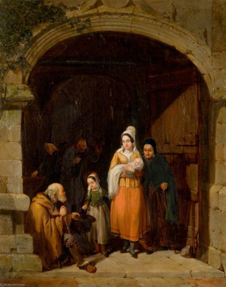Wikioo.org - The Encyclopedia of Fine Arts - Painting, Artwork by Frederick Trevelyan Goodall - Leaving a Church, Brittany