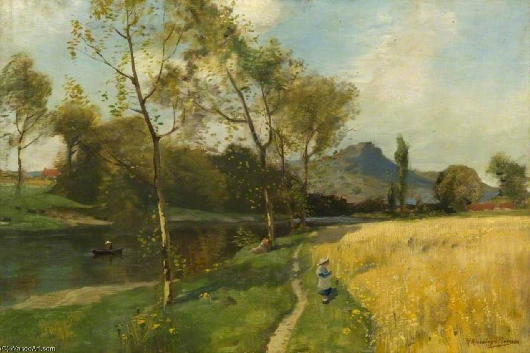 Wikioo.org - The Encyclopedia of Fine Arts - Painting, Artwork by Robert Macaulay Stevenson - By the River, Harvest Time
