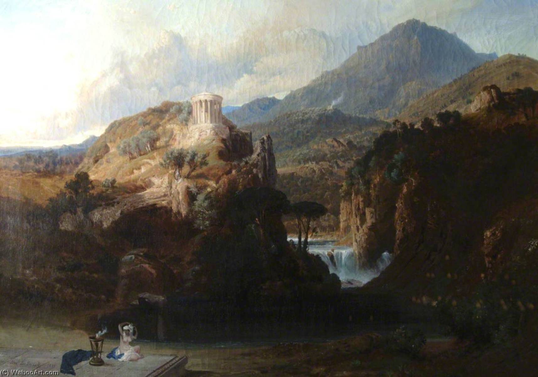 Wikioo.org - The Encyclopedia of Fine Arts - Painting, Artwork by Frederick Lee Bridell - The Temple of Vesta, Tivoli