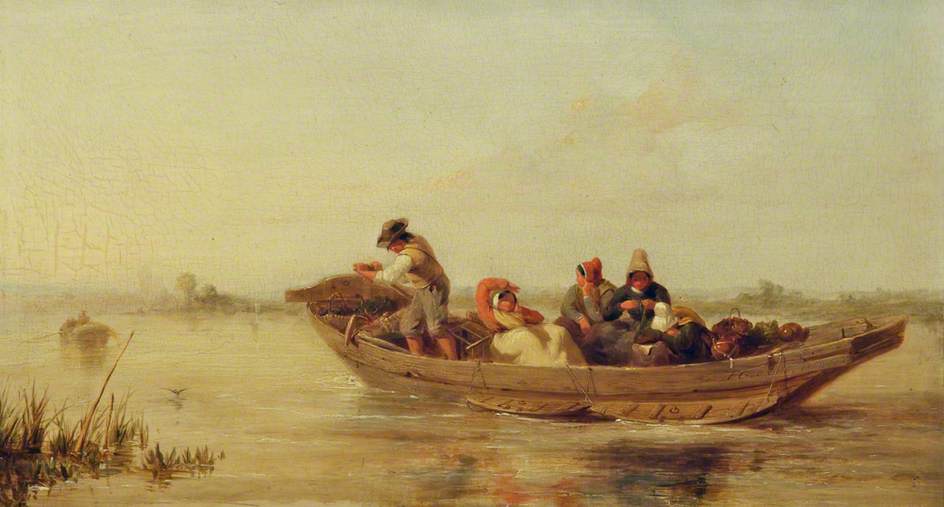Wikioo.org - The Encyclopedia of Fine Arts - Painting, Artwork by Frederick Trevelyan Goodall - Market People of Brittany in a Boat