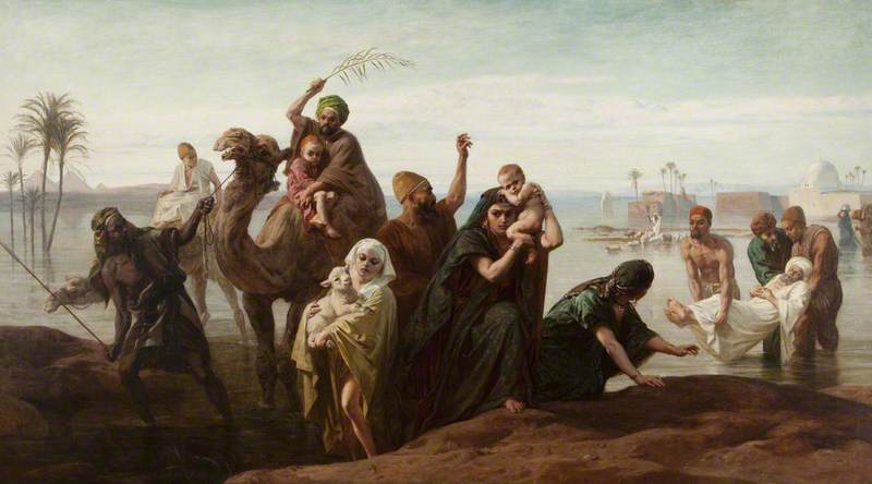 WikiOO.org - אנציקלופדיה לאמנויות יפות - ציור, יצירות אמנות Frederick Trevelyan Goodall - The Sudden Rising of the Nile