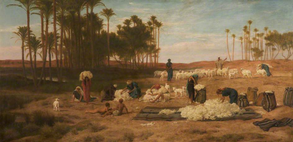Wikioo.org - The Encyclopedia of Fine Arts - Painting, Artwork by Frederick Trevelyan Goodall - Sheep Shearing in Egypt