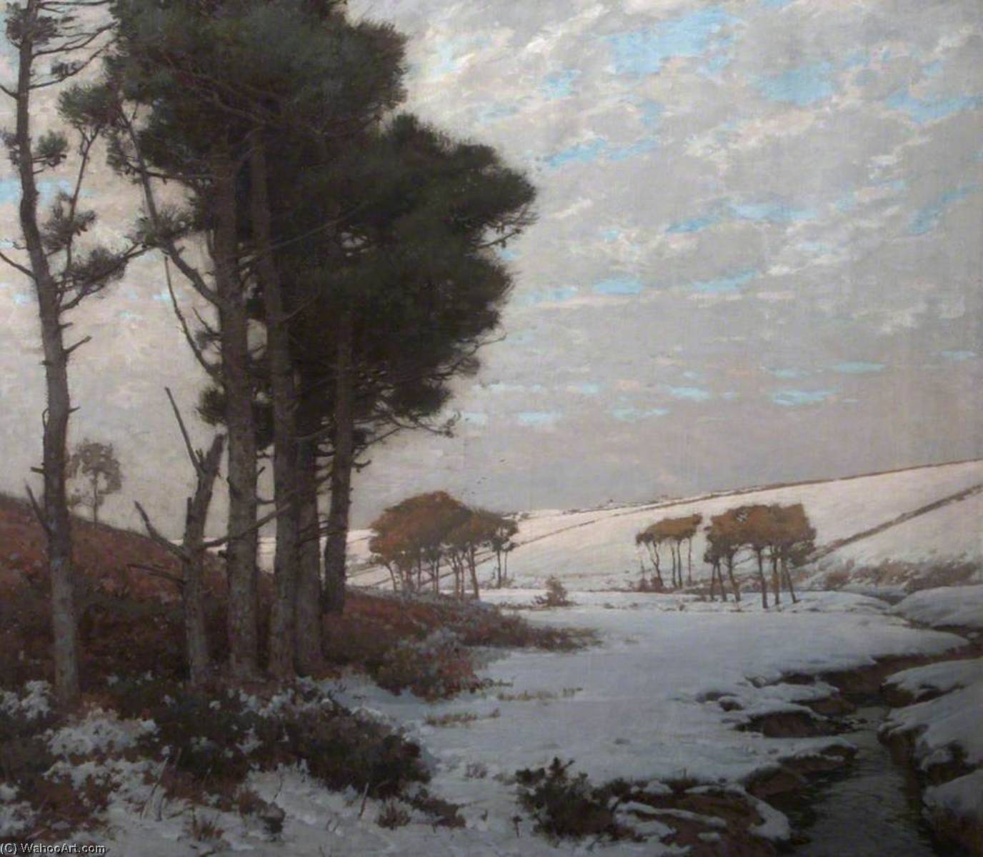 Wikioo.org - The Encyclopedia of Fine Arts - Painting, Artwork by Samuel John Lamorna Birch - Winter – Roseworthy Valley, Camborne