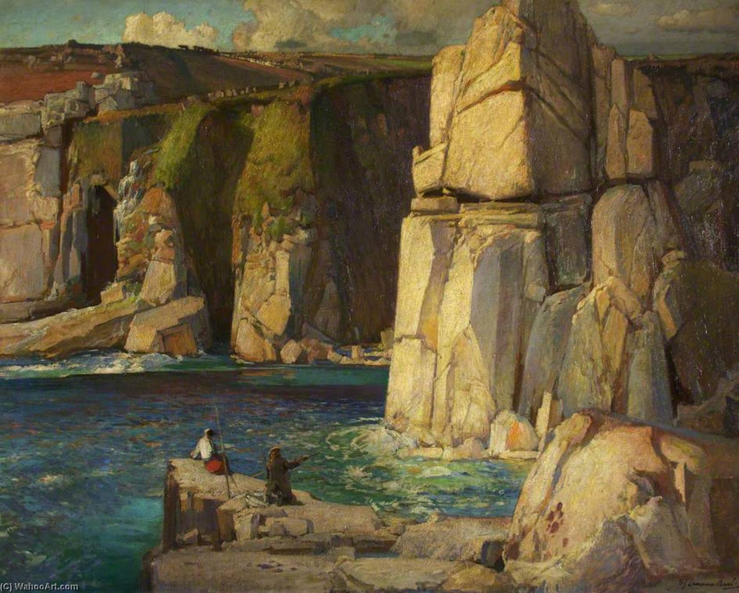 WikiOO.org - Enciclopedia of Fine Arts - Pictura, lucrări de artă Samuel John Lamorna Birch - Tregiffian Cliff, near Lamorna