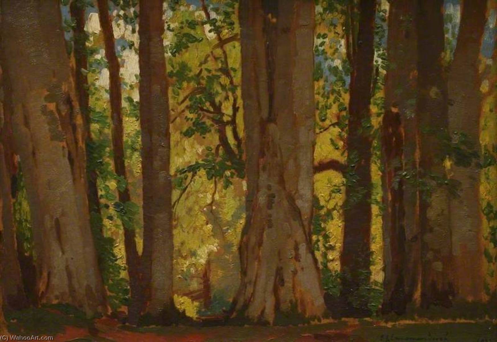 WikiOO.org - Enciclopedia of Fine Arts - Pictura, lucrări de artă Samuel John Lamorna Birch - Woodland Scene