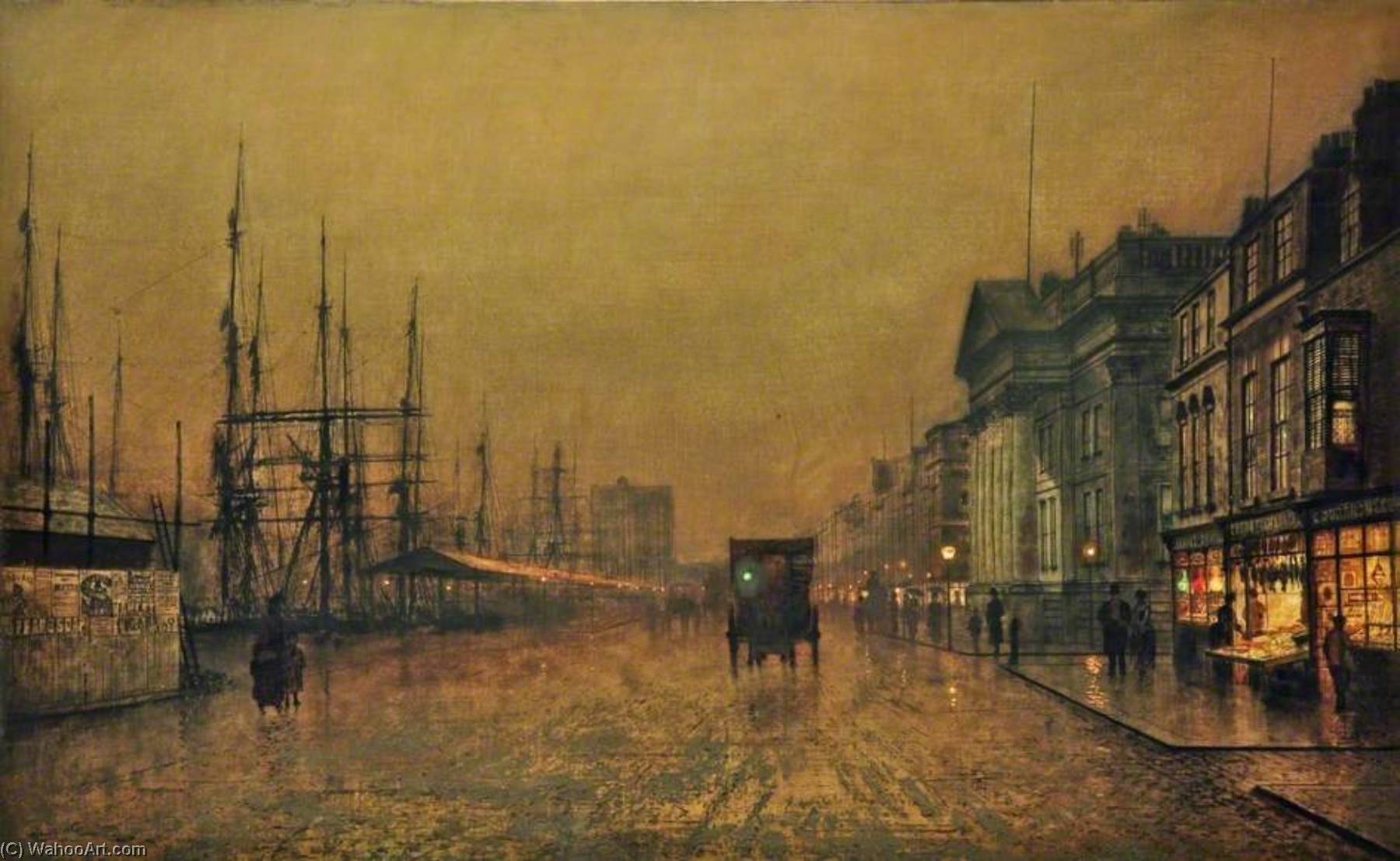 Wikioo.org - The Encyclopedia of Fine Arts - Painting, Artwork by John Atkinson Grimshaw - The Custom House, Liverpool, Looking North