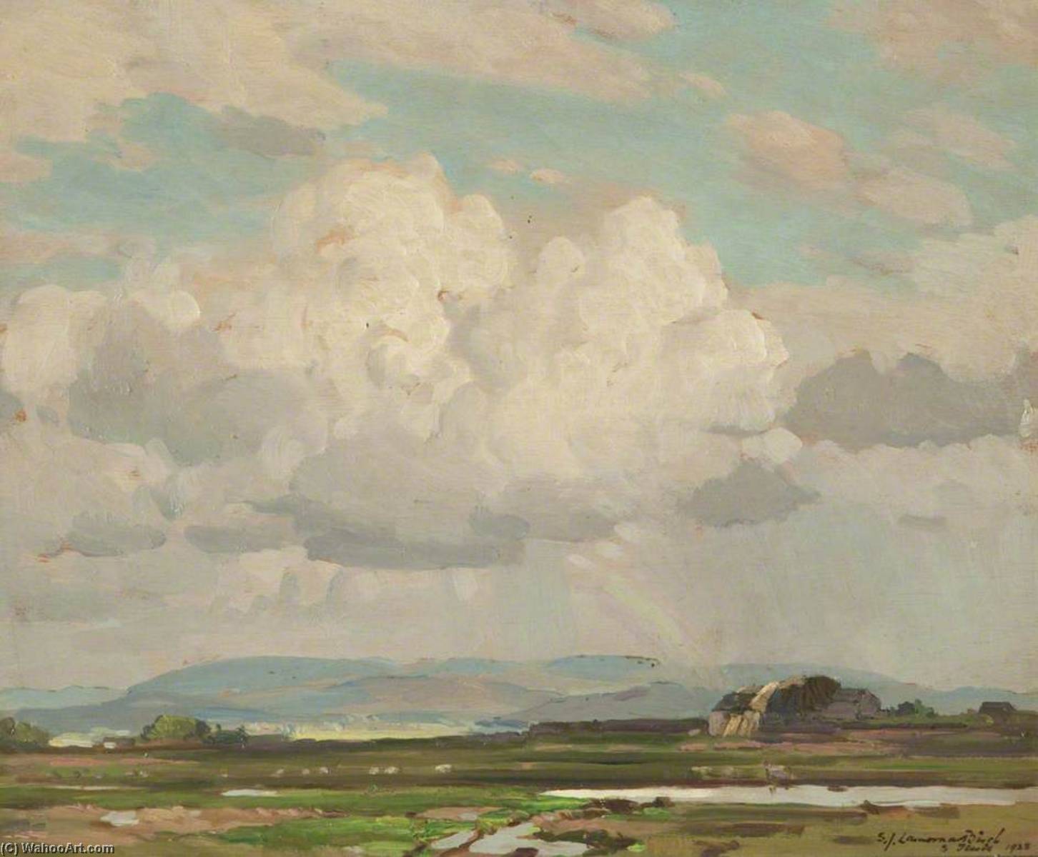 WikiOO.org - Encyclopedia of Fine Arts - Maleri, Artwork Samuel John Lamorna Birch - Moorland, Distant Hills