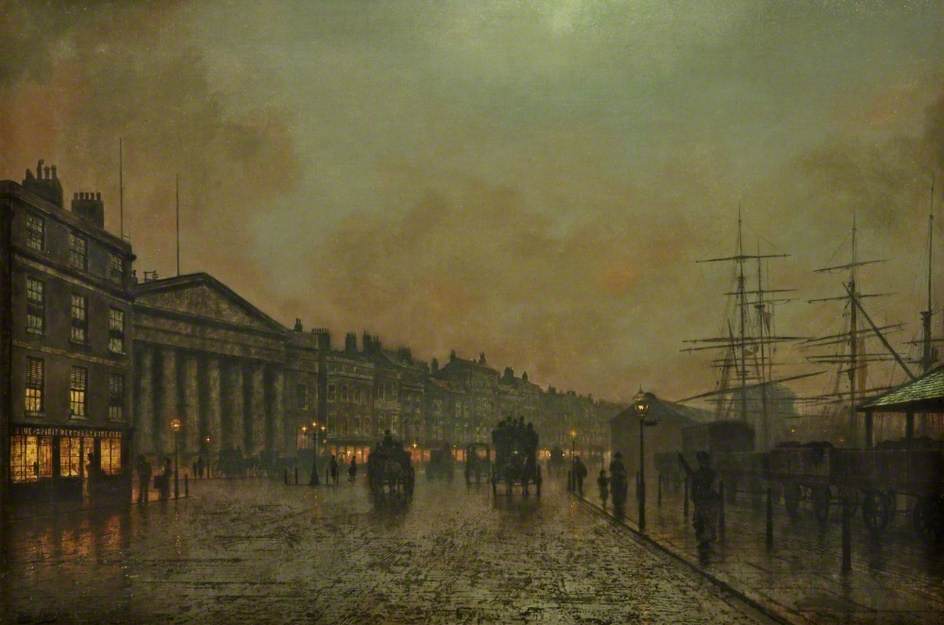 Wikioo.org - The Encyclopedia of Fine Arts - Painting, Artwork by John Atkinson Grimshaw - The Custom House, Liverpool, Looking South