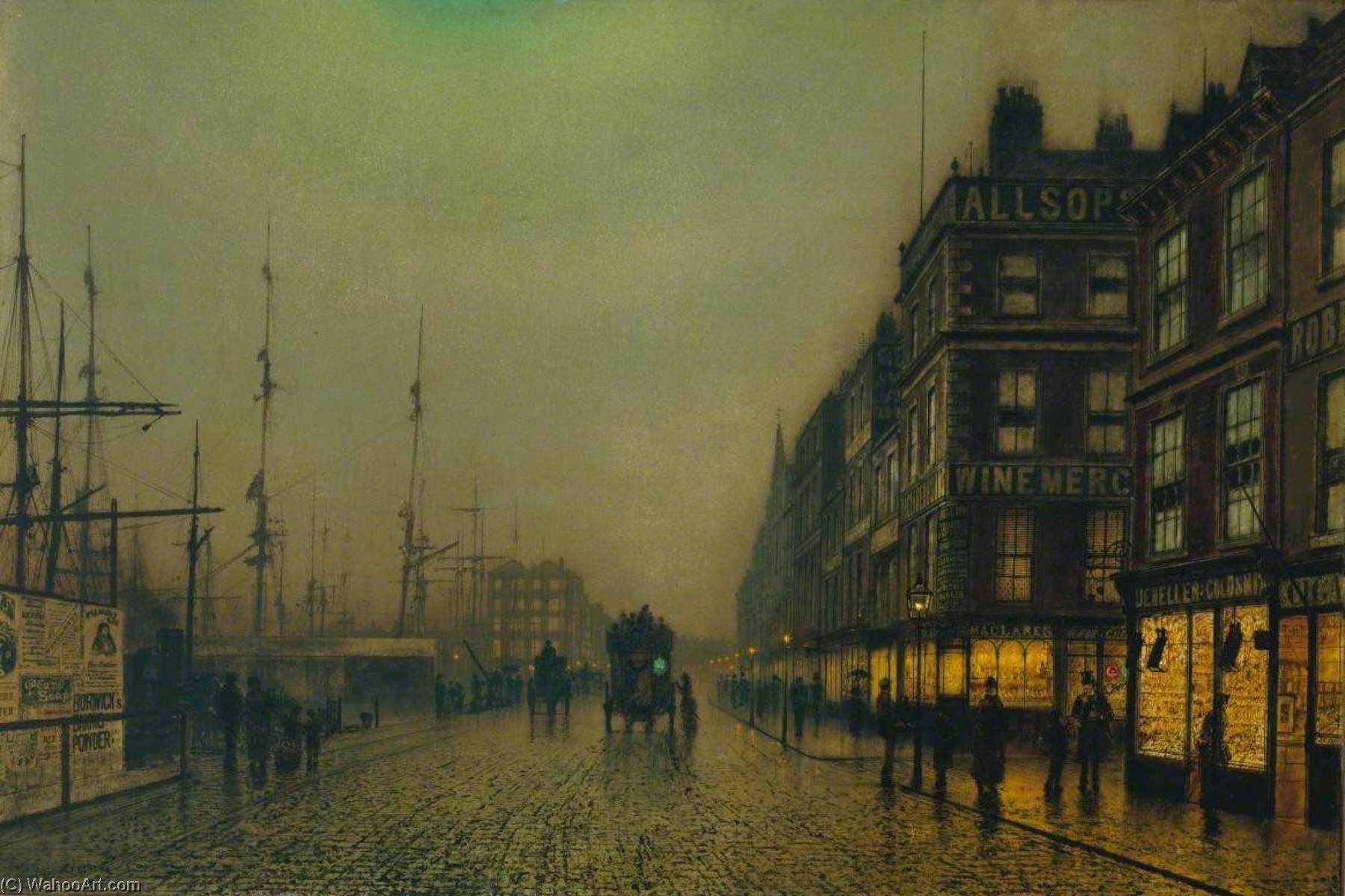 Wikioo.org - The Encyclopedia of Fine Arts - Painting, Artwork by John Atkinson Grimshaw - Liverpool Quay by Moonlight