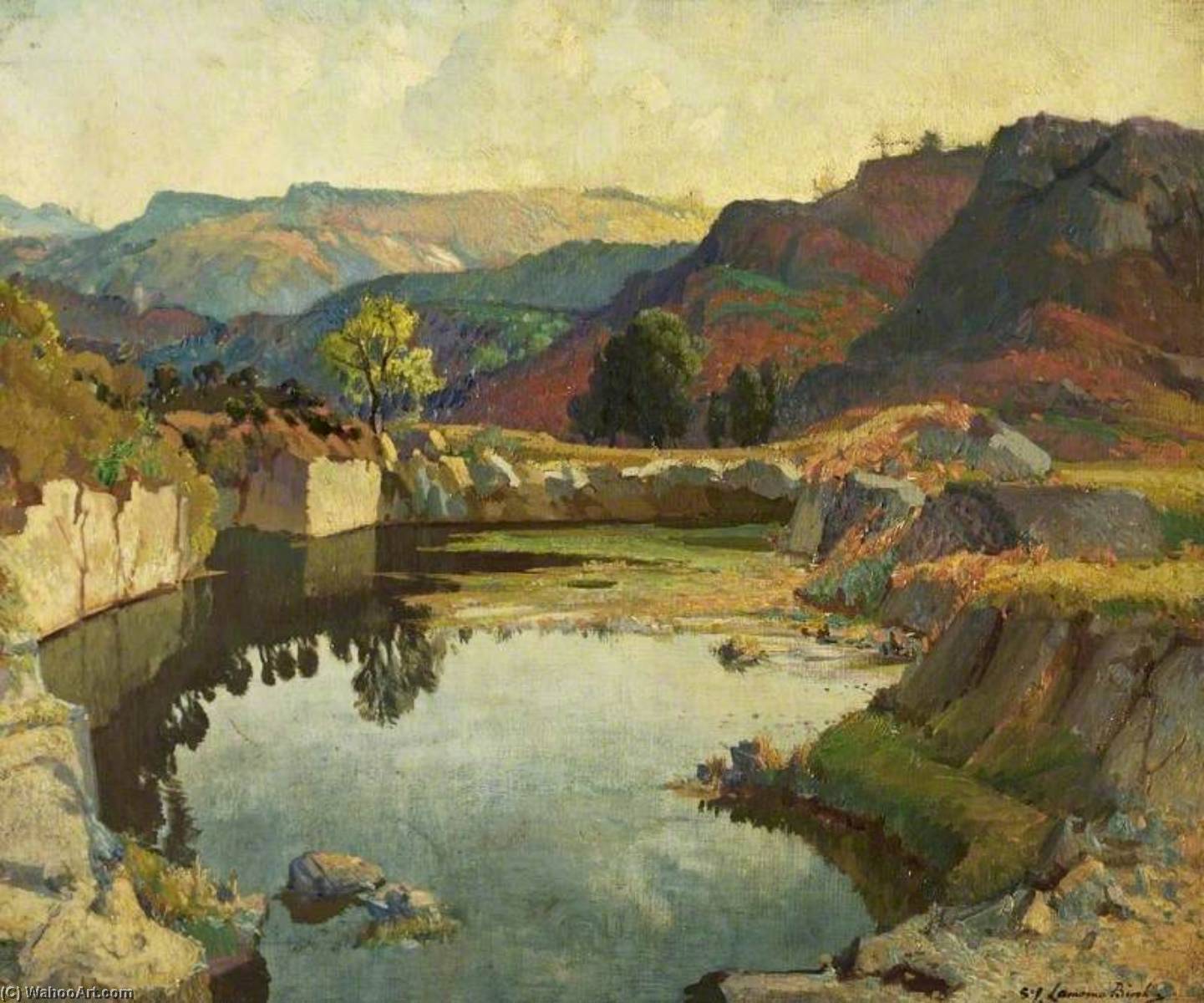 Wikioo.org - The Encyclopedia of Fine Arts - Painting, Artwork by Samuel John Lamorna Birch - The Quarry Pool